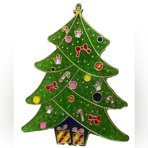 Festive Green Christmas Tree window decor